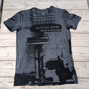 Armani Exchange Black and Grey AOP T Shirt Men Size Large